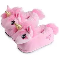 Corimori Tier Pantoffeln für Erwachsene Einheitsgröße 34-44 Plüsch Hausschuhe (Packung, Geschenk) EU Einheitsgröße 34-44, Rose das Einhorn, für Kinder und Erwachsene