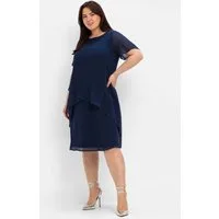 Sheego Etuikleid Abendkleid Kurzarm mit asymetrischen Volants