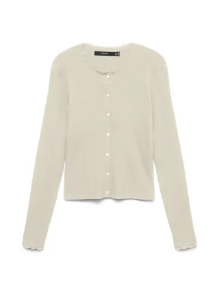 VERO MODA - VMWONDER LACE LS O-NECK CARDIGAN NOOS Birch - Gr. - M
