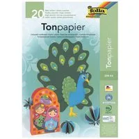 Folia Bastelkartonpapier, Tonpapier in 10 Farben, Format A4, 130 g/m², 20 Blatt