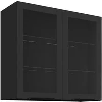 Küchen-Preisbombe Glashängeschrank 80 Küche SIENA Schwarz Küchenzeile Küchenblock Einbauküche