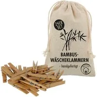 BURI Wäscheklammern Bambus Wäscheklammern 24er-Set im Beutel Holzklammern Bastelklammern