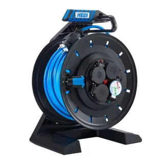 HEDI Vollkunststoff-Kabeltrommel Generation 7 Champion Ø 290 mm mit Schleifring, blau - K7SR40QTF560