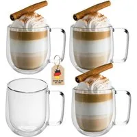 Intirilife Thermoglas, 4-tlg., Glas, Gläser Set Thermoglas Teeglas Kaffeeglas 150ml Doppelwandig (4-tlg)