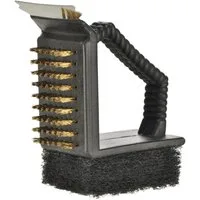 HI Grillbesteck-Set Grillreinigungsbürste 3 in 1 mit Griff: Kunststoff Edelstahlkratzer