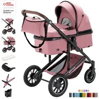 Daliya® Kombi-Kinderwagen FLEXI-PRO 2in1 Kinderwagen & Buggy, Reisekinderwagen, XXL Set, (10-tlg), modernes Design, Alu-Rahmen, Gummireifen, abnehmbare Gurte, UV 50+