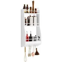 SoBuy Wandregal KCR12, für Küche Kleiderschrank Bad Garage Büro, Wandregal Hängeregal Badregal Gewürzregal Küchenregal Wand weiß