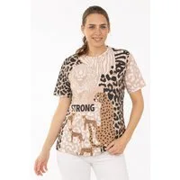 Zwillingsherz T-Shirt "Strong" Mustermix mit Leopard, Rundhals, kurzarm