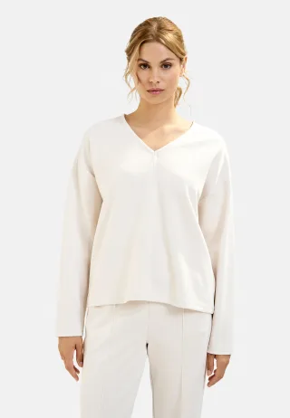 Milano Italy - Sweatshirt w v-neck, seam at cf, 1/1 sleeves - Gr. - S