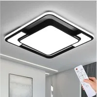 style home Deckenleuchte LED Deckenlampe, voll dimmbar mit Fernbedienung 3000-6000K, 90W, LED fest integriert, dimmbar mit Fernbedienung, Quadrat für Schlafzimmer Wohnzimmer Esszimmer 42X6cm,Schwarz