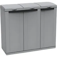 Kreher Mülltonnenbox EcoCab3 - XL Kunststoffschrank mit Müllsackhalter und 3 Klappdeckeln
