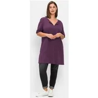 Sheego T-Shirt Longshirt Kurzarm mit geschlitztem Ausschnitt