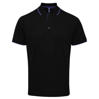 Premier Herren Contrast Coolchecker Poloshirt (Schwarz/Violett)