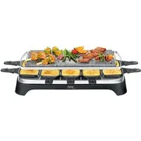 Tefal Raclette Pierrade, Naturstein, spülmaschinengeeignete Pfännchen, 10 Raclettepfännchen, 1350 W, Abnehmbares Kabel, inkl. Schaber, PR457B
