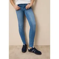 Tamaris Skinny-fit-Jeans aus bequemen Stretch-Denim schmale Beinweite, mit Gürtelschlaufenbund, mit Metallreißverschluss