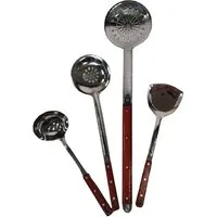 Grillpeter Grillbesteck-Set Schöpfkellen Set 4 tlg. mit Holzgriff Edelstahl für Kasan Utschak Plow