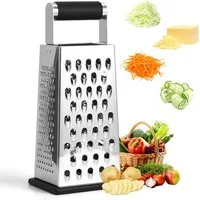 BlingBin Vierkantreibe 4-Seitige Gemüsehobel Edelstahl, Küchenreibe, Reibe für Gemüse, Edelstahl, (1er Set, 1-St., 10,8*8,3*24,5cm), Kartoffelreibe, Grater Kitchen mit Griff für Obst, Gemüse, Käse