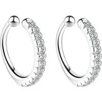 LÖB Ohrklemme Damen Ohrklemme Ohrringe Zirkonia Ear Cuff Fake Piercing Ring Silber (Geschenke für Frauen Beste Freundin Mutter Mama Damen Ehefrau sie zum Geburtstag Ostern Muttertag Muttertagsgeschenk, Inkl. Schmuckbox), Hoop Klemmring Ohr Helix Cart