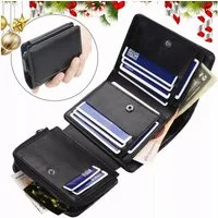 MOPUEA Geldbörse Herren Geldbörse RFID Schutz Geschenk Mini 16 Fächer mit Münzfach (Einzelprodukt kompakte Herren Geldbörse für Alltag, 1x Geldbörse 12 Kartenfächer Münzfach Reißverschluss), RFID Schutz kompakt viele Fächer Münzfach wasserfest