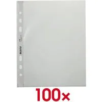 LEITZ Prospekthülle 4775, 100 Stück, glasklar, Format A5, 6-fach-Lochung, oben offen
