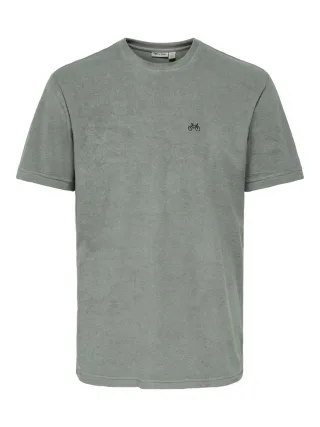 only & sons - Frottee-T-Shirt - Onstellas grau - Gr. - XL