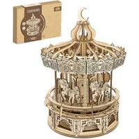 Esun 3D-Puzzle 3D Puzzle Holz Karussell, Laser-Cut Modellbausatz für Erwachsene, 268 Puzzleteile, Mechanischer Holzbausatz zum Bauen, DIY Montage