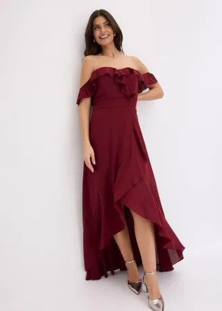 bonprix Carmen-Kleid mit Volants, rot, Gr.34, Modern und feminin: Abendkleid mit verstellbaren Trägern und Carmen-Ausschnitt sowie Volants