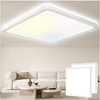 POPOLIC LED Deckenleuchte Deckenlampe 3200LM Modern LED Decklit, 3Farben - 3000K/4000K/6000K, Quadrat Flach Modern Schlafzimmer Lampe, IP54 Wasserfest, Ø30cm