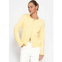 SASSYCLASSY Cardigan Strickjacke mit Volants für Damen Verspielter Cardigan mit Knopfleiste und gerippten Bündchen