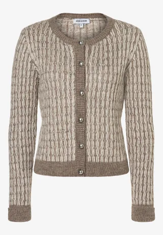 MORE & MORE - Cardigan mit silberfarbenen Knöpfen braun - Gr. - 46