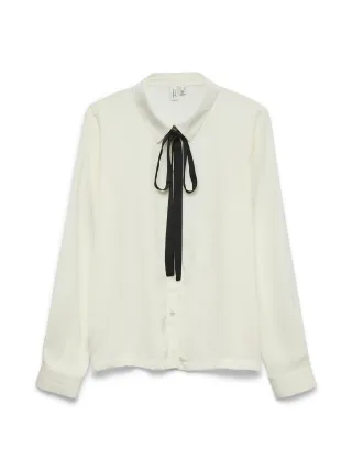 VERO MODA - VMGRETCHEN LS SHIRT WVN BTQ GA Cloud Dancer - Gr. - L