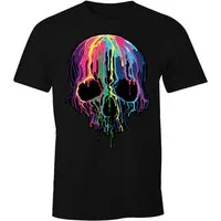 MoonWorks Print-Shirt Herren T-Shirt bunter Totenkopf Neon verlaufende Farben Melting Skull mit Print