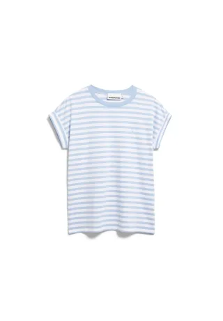 Armedangels - IDAARA STRIPE T-SHIRT white-soft blue - Gr. - XS