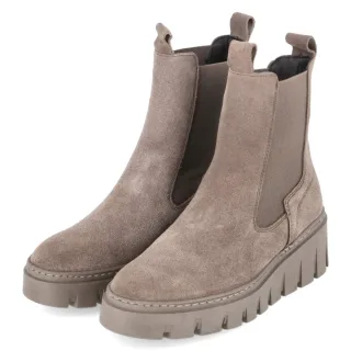 Tamaris Chelsea Boots - Gr. 42 - Taupe - Leder & Textil