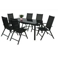 BruKa Gartentisch Sitzgruppe POETTO 6 Personen Aluminium Gartenmöbel Tisch, Stühle Terrasse Stuhl