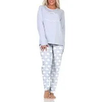 Normann Pyjama Normann Damen Schlafanzug langarm Pyjama mit Wolken Motiv