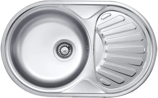 Neuesbad 1-Becken Spüle mit Abtropffläche, DECOR, 770x480x165, 3,5'' mit Zubehör NB1DEZEU311B1