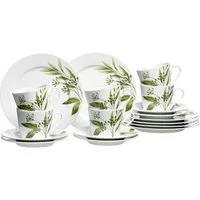 Ritzenhoff & Breker Kaffeeservice Evora (18-tlg), 6 Personen, Porzellan, Geschirr-Set mit Botanik-Motiv