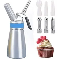 FELIXLEO Sahnesyphon 250ml Sahnespender Edelstahl mit 3 Tüllen und Bürste, (1-tlg)