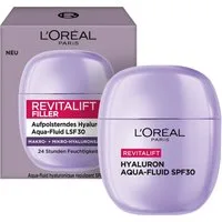 L'ORÉAL PARIS Gesichtsfluid REVITALIFT FILLER AUFPOLSTERNDES HYALURON AQUA-FLUID LSF 30, verfeinert das Hautbild
