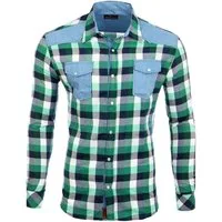Reslad Langarmhemd Reslad Herren Hemd Karo Material-Mix Jeans RS-7202 (Herrenhemd) kariertes Herrenhemd Material-Mix