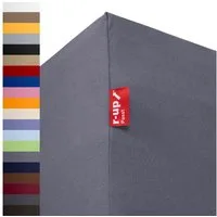r-up Spannbettlaken Passt 90x200 bis 200x220cm erhältlich! 130 g/m², Baumwolle, Gummizug: fest eingenähtes dauerelastisches Rundumgummi, (1 Stück), (90x200-100x200, 15-35cm Matratzenhöhe, grau)