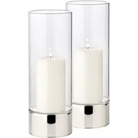 EDZARD Windlicht Granada, 2er-Set, Silber-Optik, H 25 cm