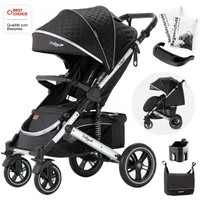 Daliya® Kinder-Buggy RAPIDY Buggy Kinderwagen, XXL Set, kompakt, Kinderbuggy, Sportwagen, (XXL 10-tlg. Komplettset, 10-tlg), Liegeposition, Fußsack, Spieltisch, Wickeltasche, Regenverdeck