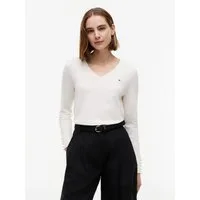 Tommy Hilfiger Strickpullover STITCH V-NECK mit Knopfdetail am Ärmel, Regular Fit