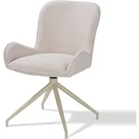 KHG Esszimmerstuhl Küchenstuhl Webstoff Cappuccino, 360° drehbar mit Auto-Return-Funktion (Indoor-Drehstuhl), Metallgestell Ton in Ton, bis 120 kg belastbar