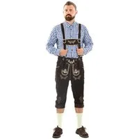 Alessandro Salvarini Trachtenlederhose ASGustl Lederhose in Trachtenstil mit Stickerei und Trägern aus Echtleder