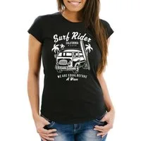 Neverless Print-Shirt Damen T-Shirt Bus Surfing Retro Slim Fit mit Print