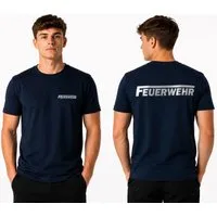 coole-fun-t-shirts Print-Shirt Feuerwehr T-Shirt Herren Dunkelblau Silberdruck S–5XL Premium Feuerwehr T-Shirt Druck vorne + hinten S bis Übergrößen