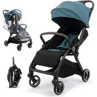 Sekey Kinder-Buggy mit Regenschutz, 3-fach verstellbar Reise Kinderwagen für Flugzeug, Einhand-Faltmechanismus, 4-Rad-Federung, 5-Punkt-Gurt, Sichtfenster